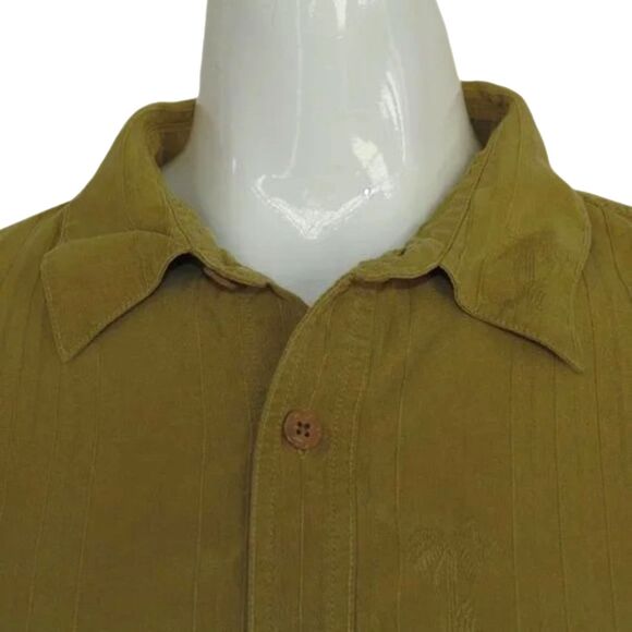 TOMMY BAHAMA Silk Shirt, L, Green, Long sleeves, Pocket, Jacquard stripes, Solid - Picture 5 of 13